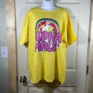 Yellow Graphic T-Shirt‎ with Unicorn Design